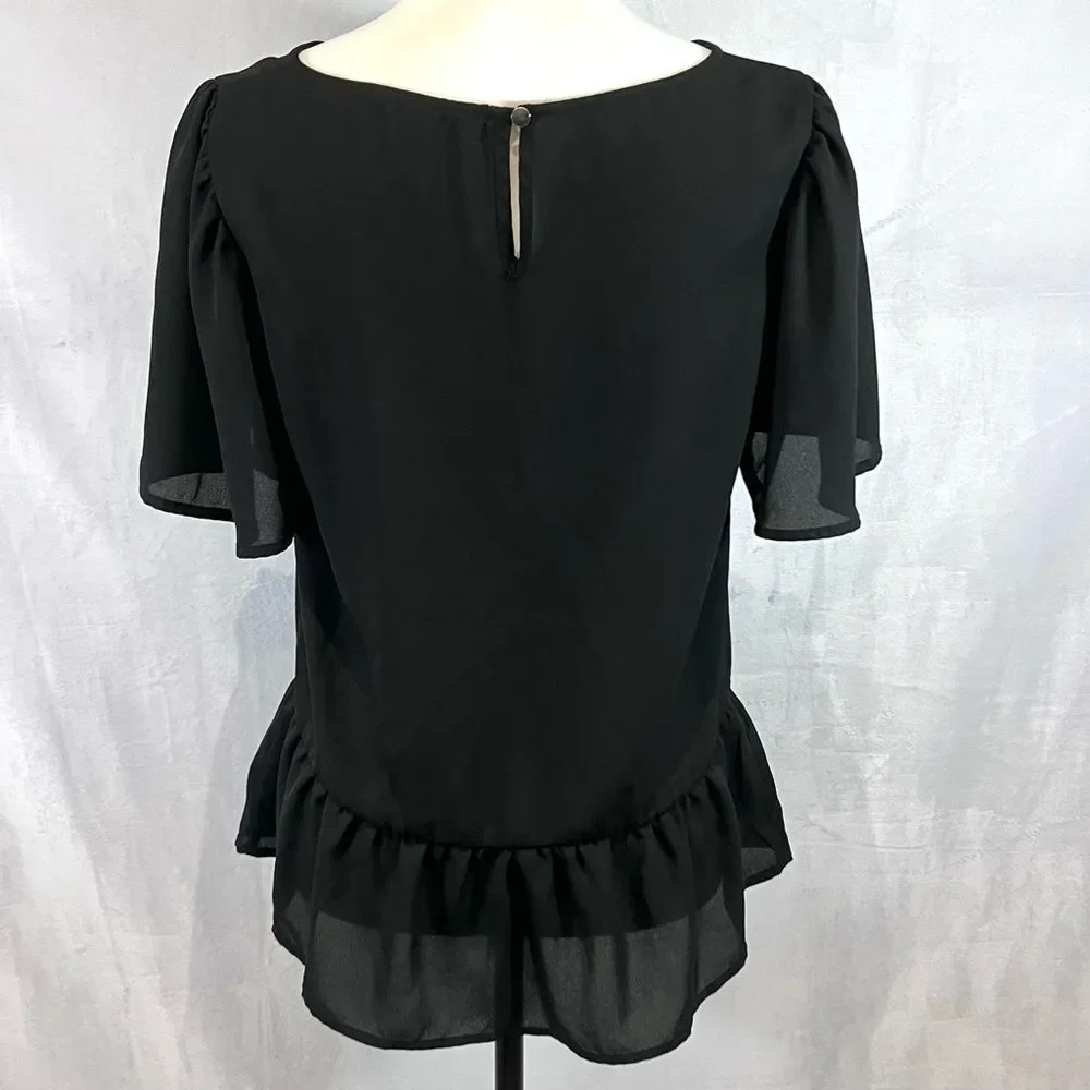 Apt 9 black ruffle peplum top size small